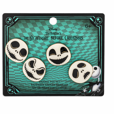 Hallmark Halloween Loungefly Disney Jack Skellington Faces Pin Set of 4 New