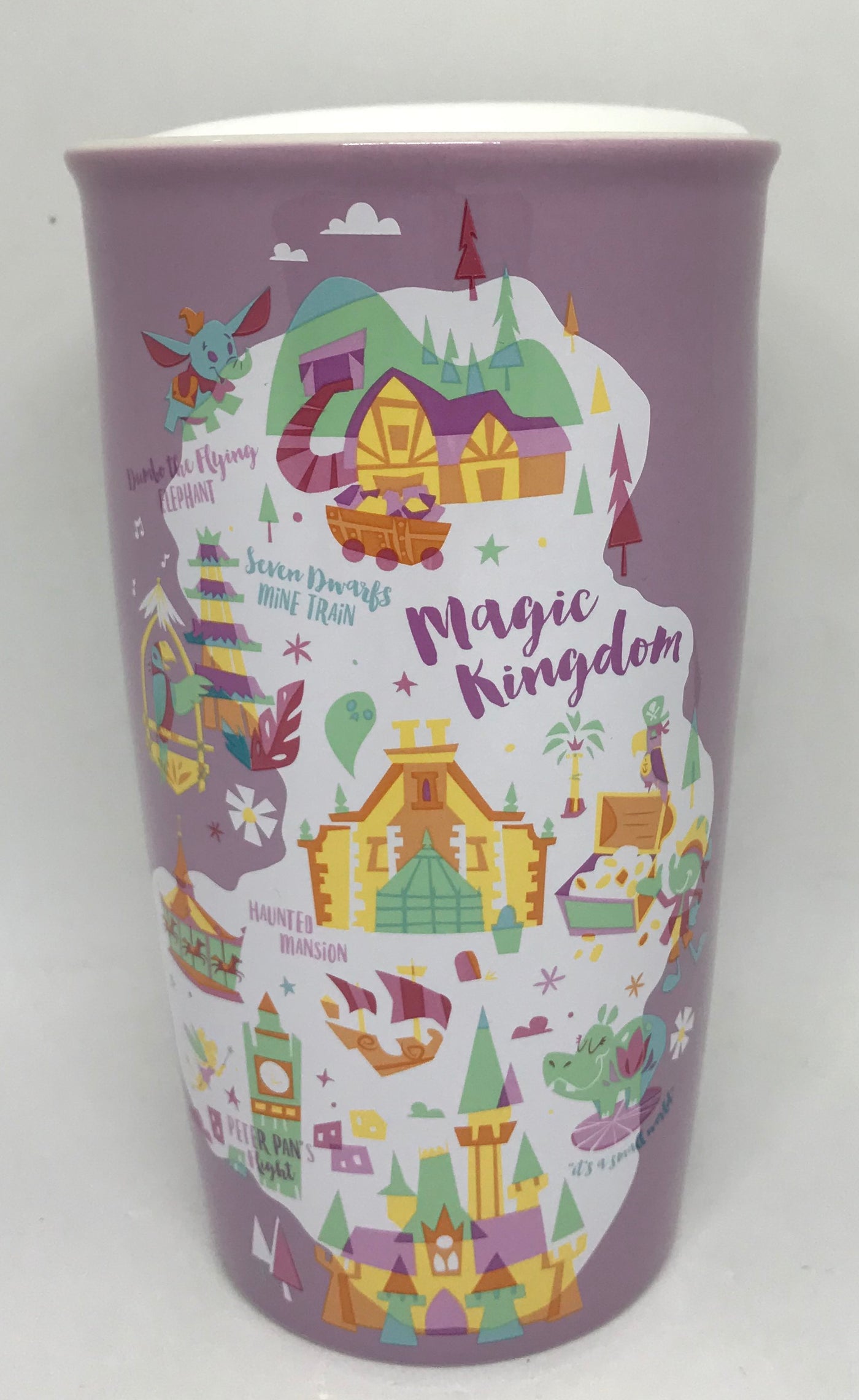 Disney Parks Starbucks Magic Kingdom Attractions Map Coffee Tumbler Mug New