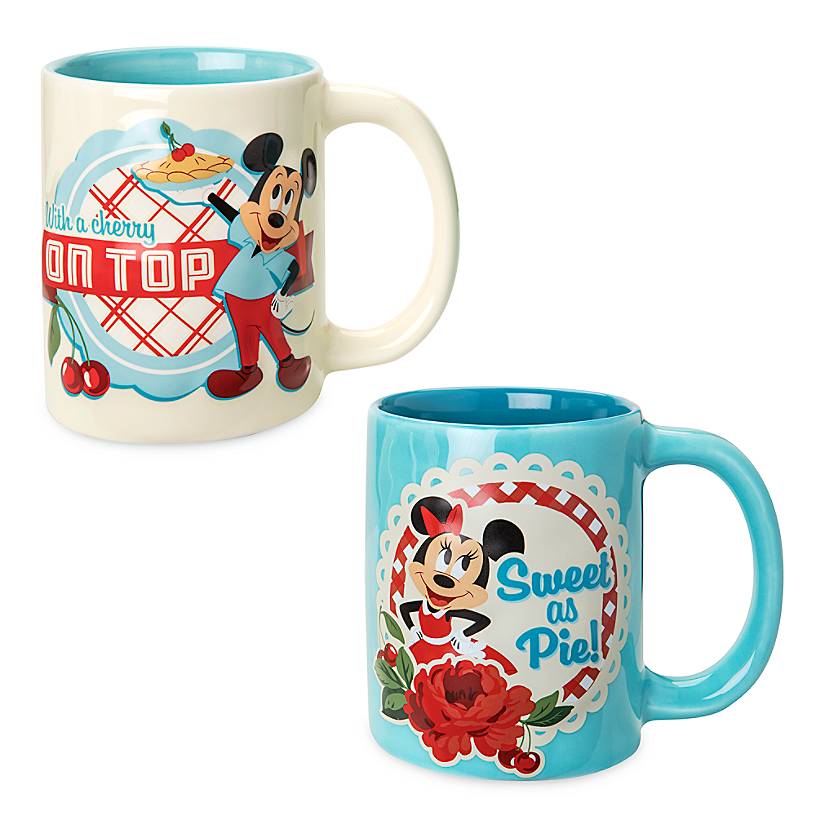 Disney Parks Back in the Day Mickey and Minnie Mouse Retro Mug Set New with Box