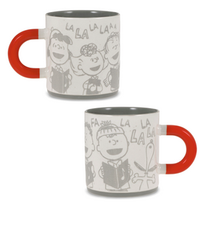 Peanuts Gang Caroling Speckled Fa la la la la la la la Christmas Mug 16 oz New