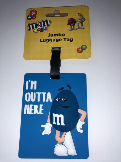 M&M's World Character Blue I'm Outta Here Jumbo Luggage Tag New with Tags