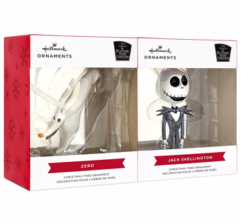 Hallmark Jack Skellington and Zero Christmas Ornaments Set New with Box