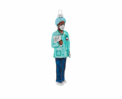 Robert Stanley Black Nurse Glass Christmas Ornament New with Tag