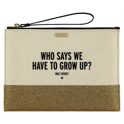 Disney Who Says We Have to Grow Up? Canvas Glitter Clutch by Kate Spade New Tag