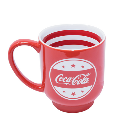 Authentic Coca Cola Coke Striped Ceramic Coffee Mug New