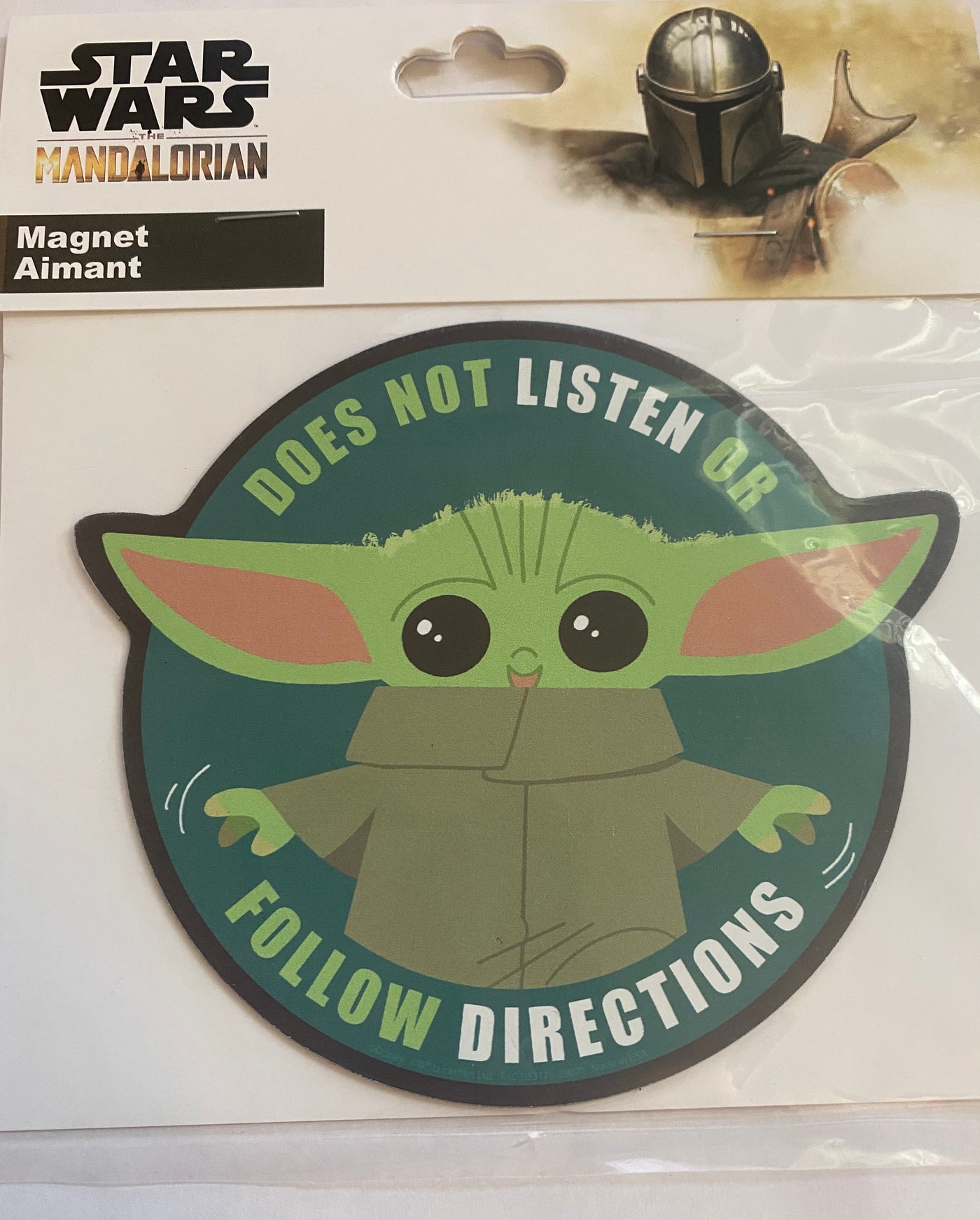 Disney Star Wars The Mandalorian Does Not Listen or Follow Directions Magnet New