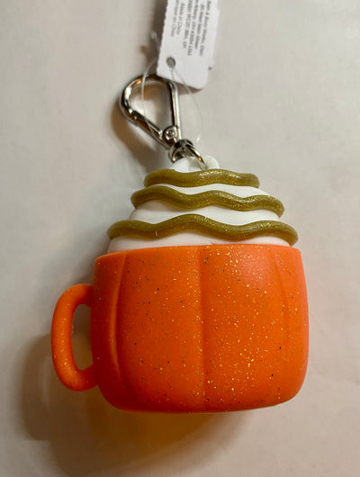 Bath and Body Works 2021 Halloween Pumpkin Latte Pocketbac Holder Keychain New