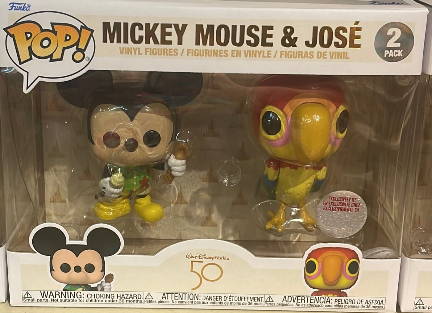Disney Parks Exclusive 50th Enchanted Tiki Room Mickey Jose Pop Funko Set New