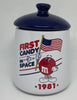 M&M's World Red Character First Candy in Space 1981 Ceramic Jar New