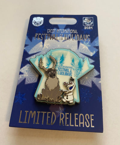 Disney Epcot Festival of Holidays 2021 Frozen Olaf Sven Limited Pin New Card