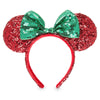 Disney Parks Christmas Minnie Mouse Sequined Holiday Ear Headband New with Tags