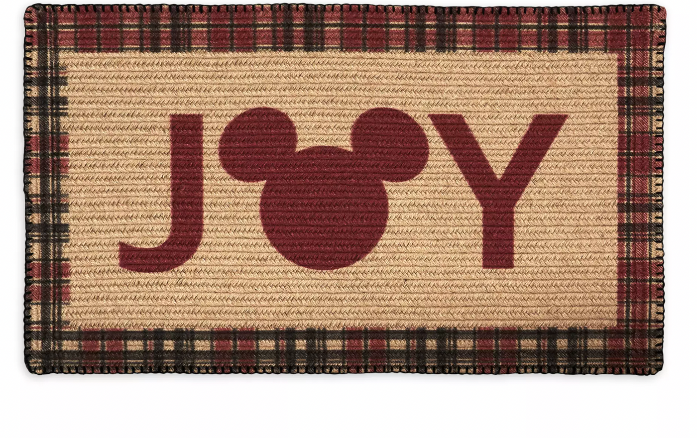 Disney Parks Mickey Icon Joy Homestead Christmas Jute Doormat New