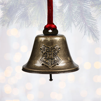 Universal Studios Harry Potter Hogwarts Crests Bell Christmas Ornament New Tags