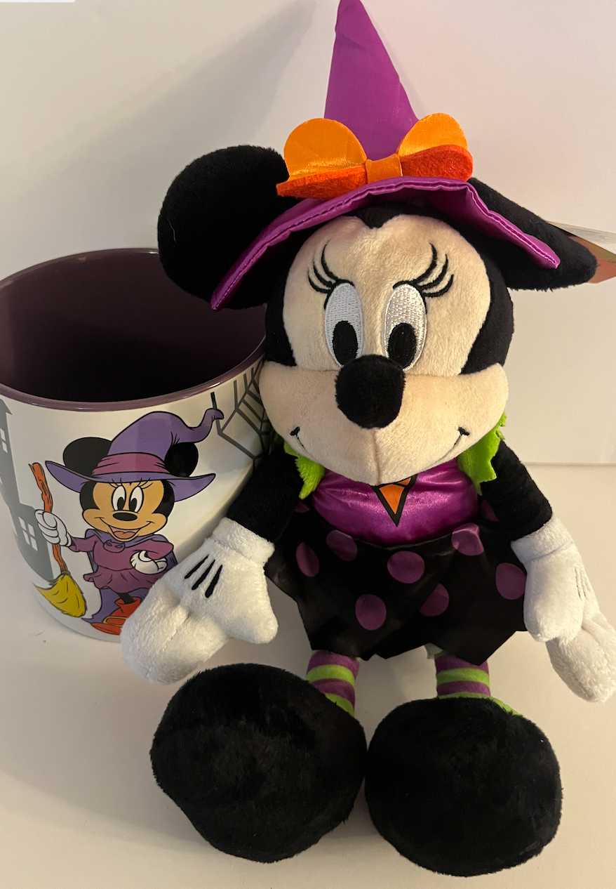 Disney Minnie Mouse Witch Halloween Coffee Mug With Plush New