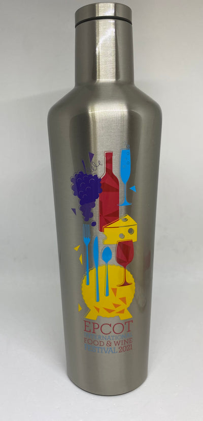 Disney Food and Wine 2021 Corkcicle Stainless Steel Stemless Water Bottle New