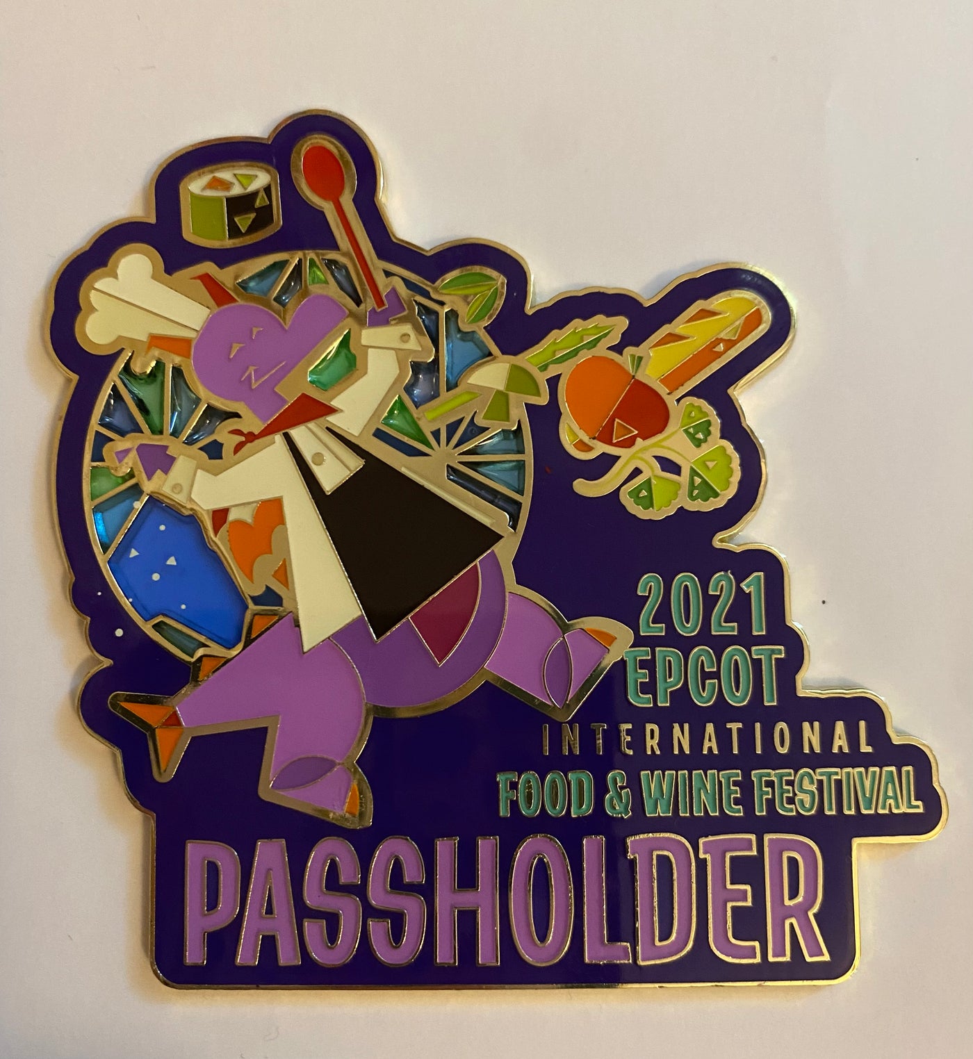 Disney Parks Epcot Food and Wine 2021 Annual Passholder Figment Metal Magnet New