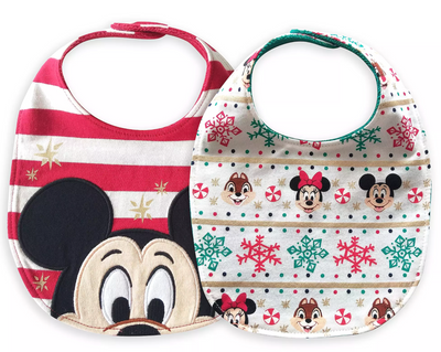 Disney Mickey and Friends Christmas Holiday Bib Set for Baby New with Tag