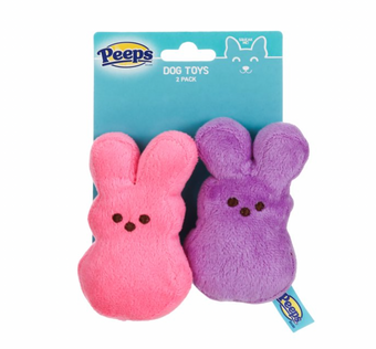 Peeps Easter Peep Plush Pink Purple Bunnies 4in Pet 2pk Toy New with Card