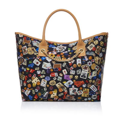 Macao Life is a Game Black Tote Bag Made in Italy by Divo Diva New