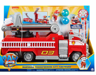 PAW Patrol The Movie Marshall Transforming City Fire Truck Toy Set New with Box