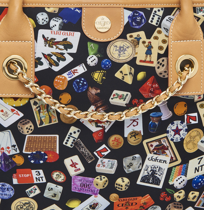 Macao Life is a Game Black Tote Bag Made in Italy by Divo Diva New
