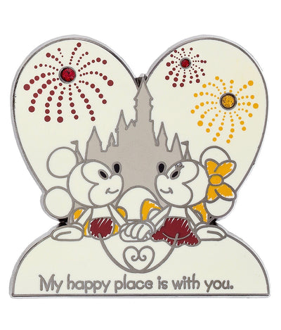 Disney Parks Mickey and Minnie My Happy Place is With You Pin New with Card