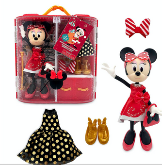 Disney Minnie Mouse Doll Christmas Holiday Fashion Set New with Case
