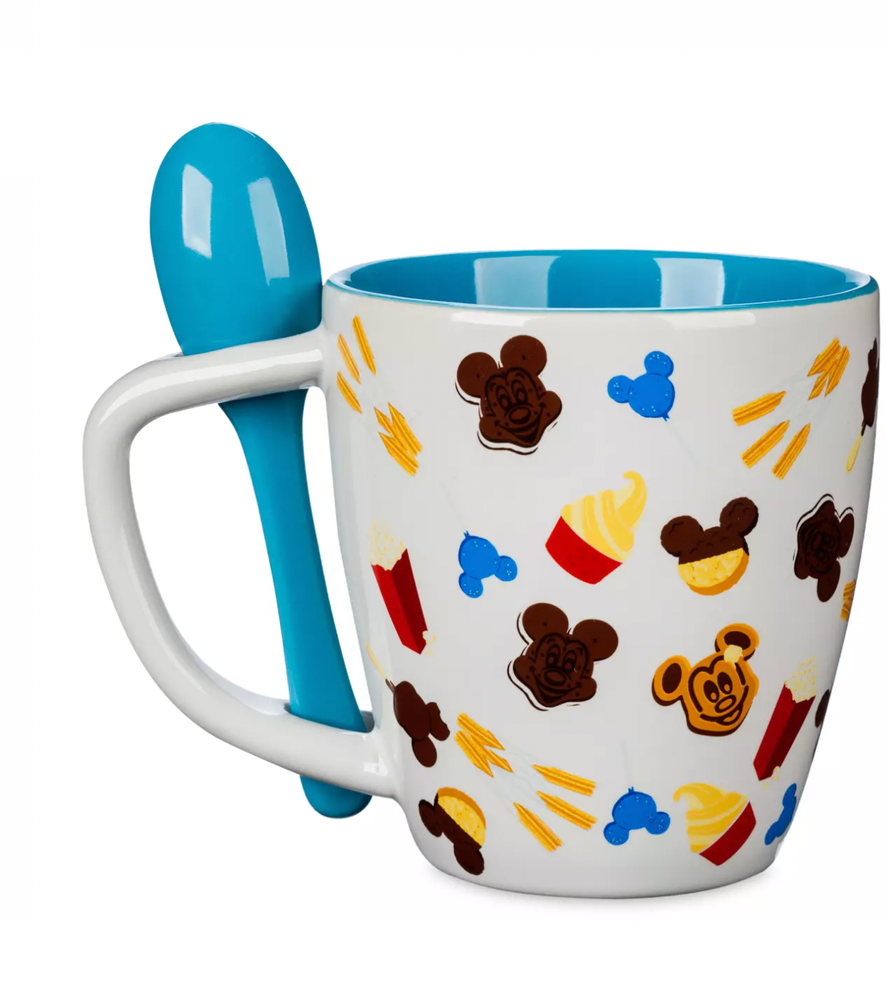 Disney Parks Mickey I'm Just Here For The Snacks Coffee Mug with Spoon New