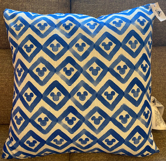 Disney Parks Homestead Blue Mickey Icons 18inx18in Pillow New with Tag