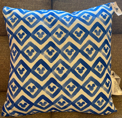 Disney Parks Homestead Blue Mickey Icons 18inx18in Pillow New with Tag