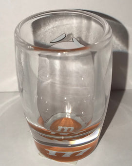 M&M's World Orange Big Face Clear Shot Glass New