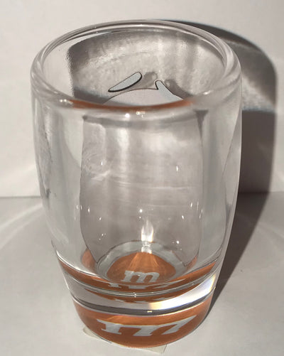 M&M's World Orange Big Face Clear Shot Glass New