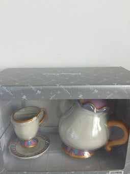Disney Parks Mrs Potts Teapot with Chip Tea Cup & Saucer Set New with Box