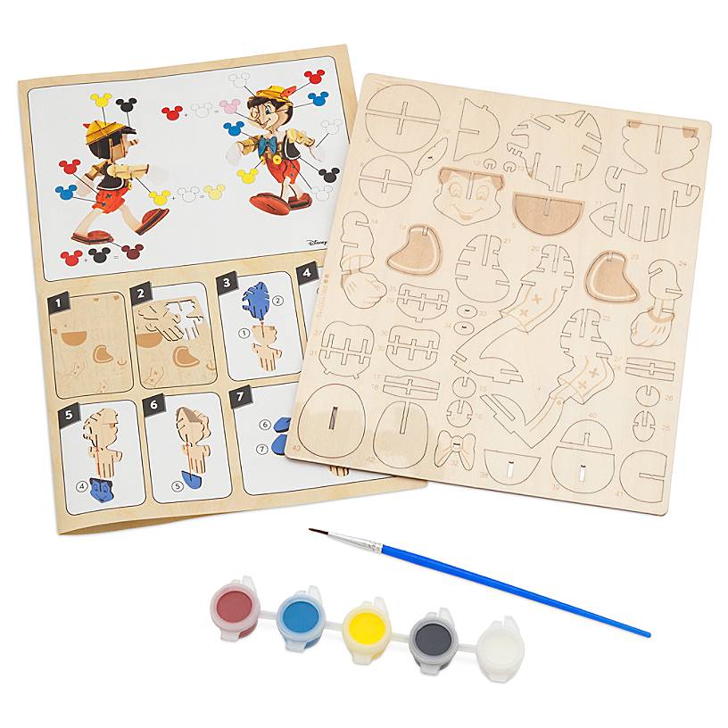 Disney Parks Ink & Paint Pinocchio 3D Wood Model and Paint Set New Sealed