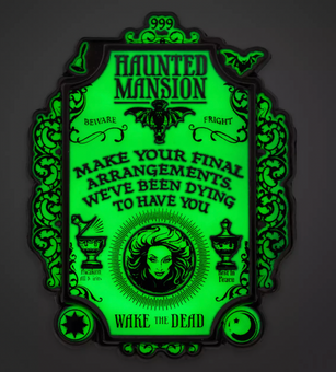Disney Parks The Haunted Mansion Plaque Glow-in-the-Dark Pin New with Card