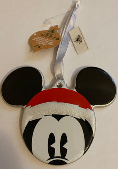 Disney Parks Santa Mickey Icon Disc Ceramic Christmas Ornament New With Tags
