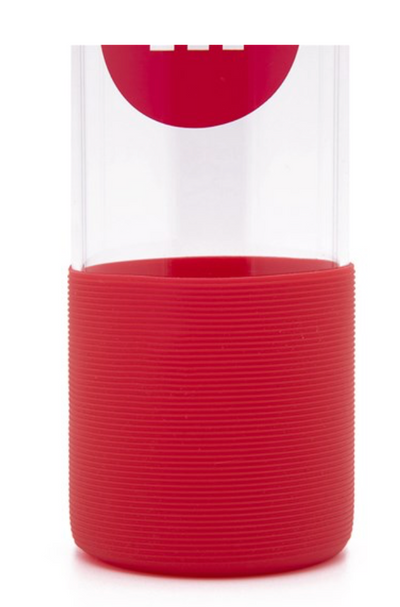 M&M's World Red Character Water Glass Bottle with Silicone Bottom New