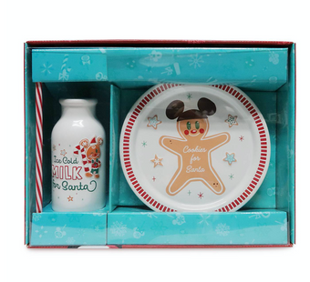 Disney Christmas Holiday Mickey Milk and Cookies for Santa Set New with Box