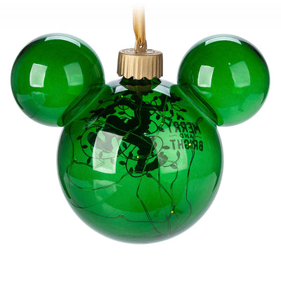 Disney Parks Yuletide Farmhouse Goofy Light-Up Mickey Icon Glass Ornament New