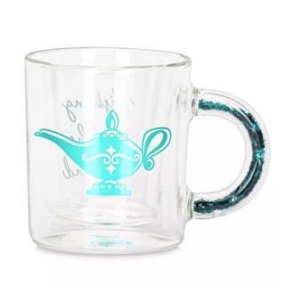 Disney Parks Princess Jasmine Wishing for the Weekend Glass Mug with Glitter New