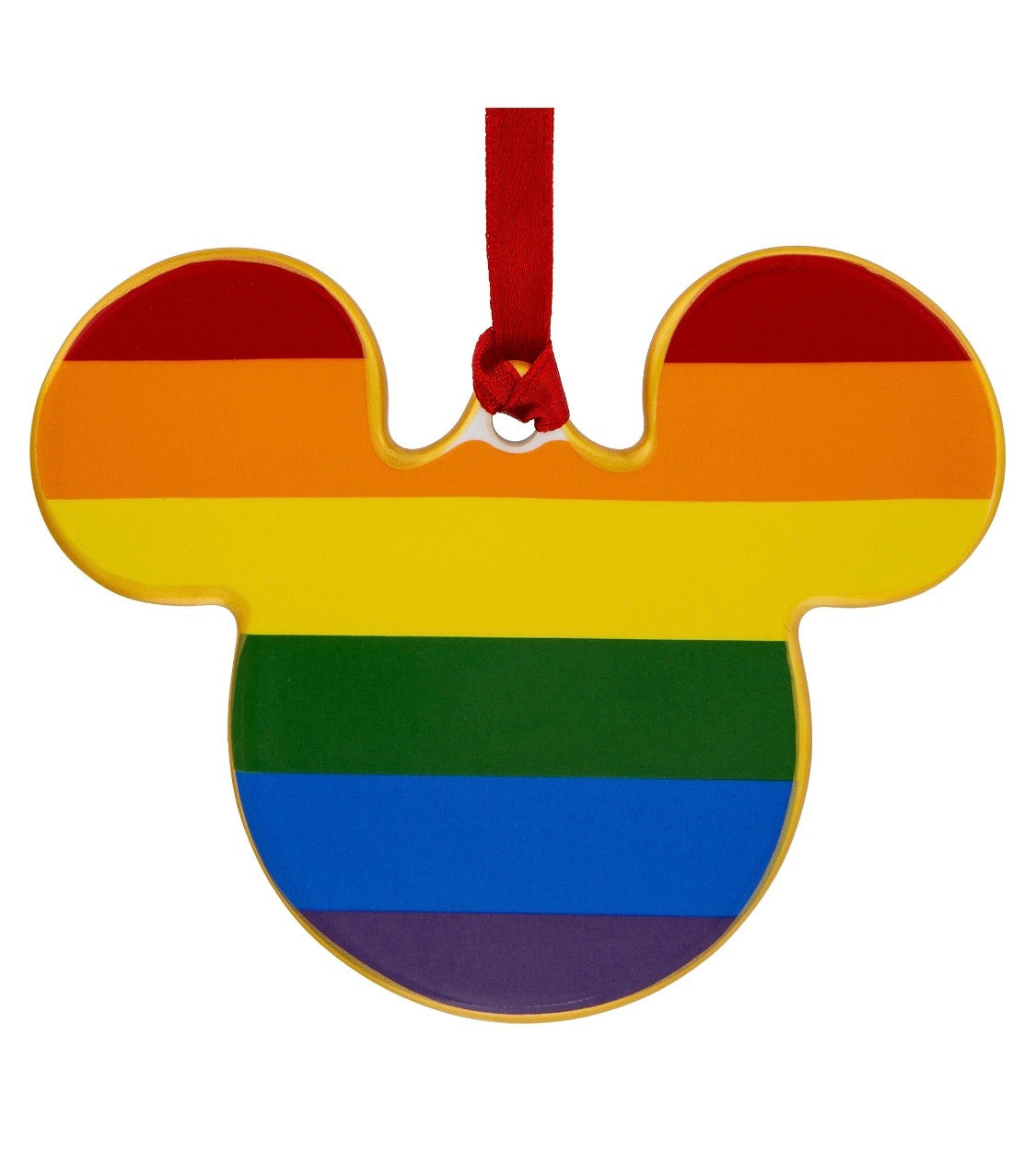 Disney Parks Rainbow Mickey Icon Disc Christmas Ornament New with Tags