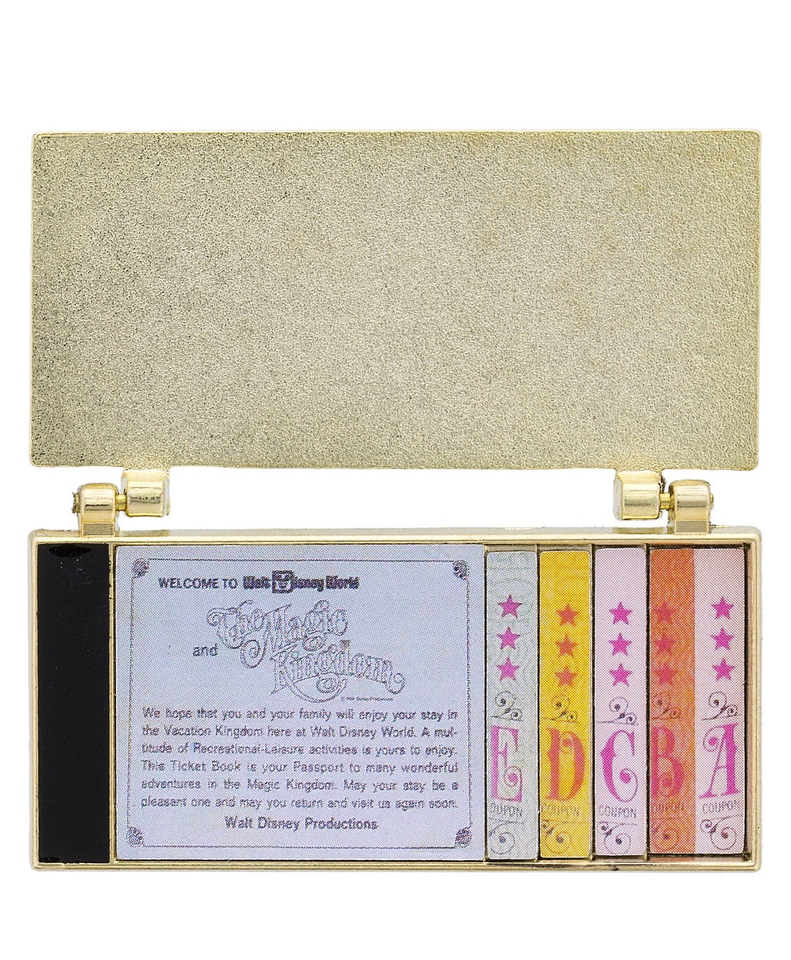 Disney Parks Magic Kingdom Ticket Book Pin New with Card