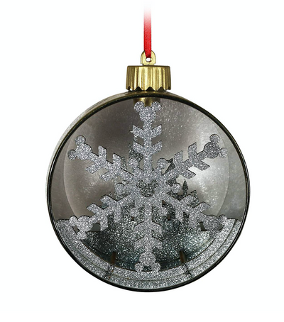 Disney Parks Mickey Minnie Skating Light-Up Glass Ball Christmas Ornament New