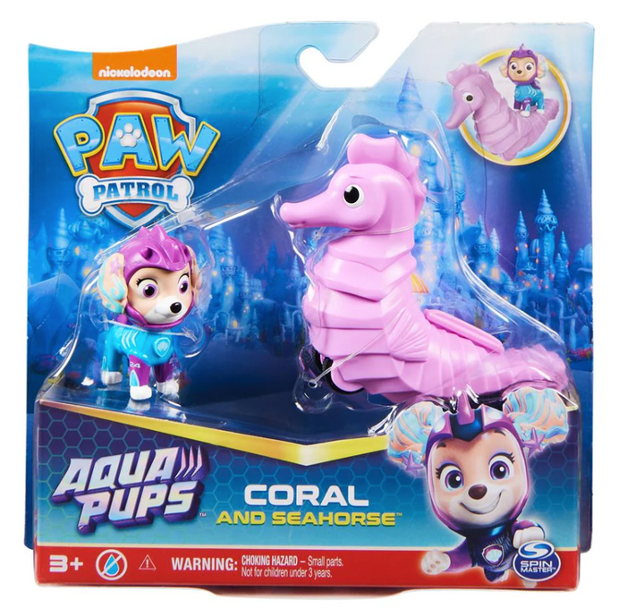 Paw Patrol Aqua Pups Skye Coral and Seahorse Figure Toy New With
