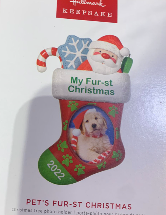 Hallmark 2022 Pet's Fur-st Christmas Stocking Photo Frame Ornament New With Box