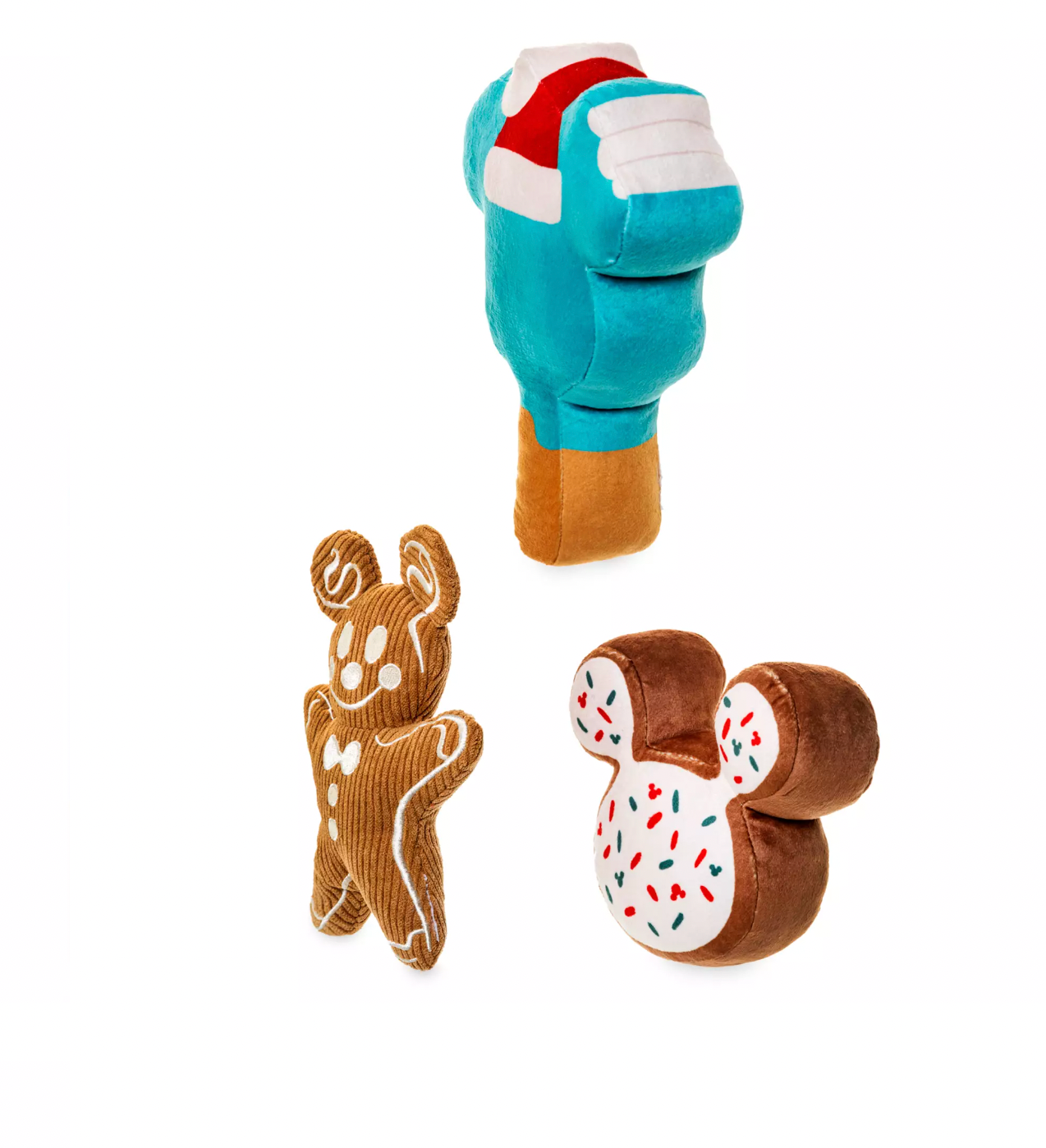 Disney Mickey Gingerbread Cookie Ice Cream Bar Holiday Dog Toy Set 3-Pc. New