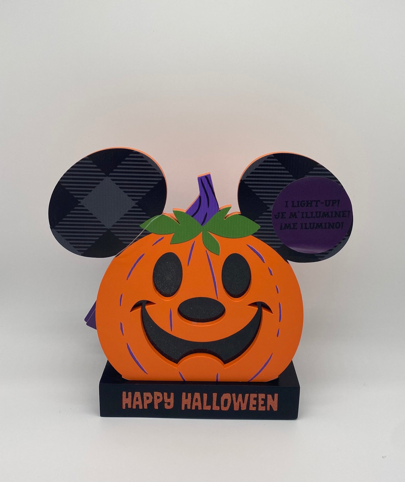 Disney Parks Mickey Pumpkin Halloween Light Up Tabletop Sign New with Tag
