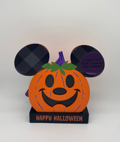 Disney Parks Mickey Pumpkin Halloween Light Up Tabletop Sign New with Tag