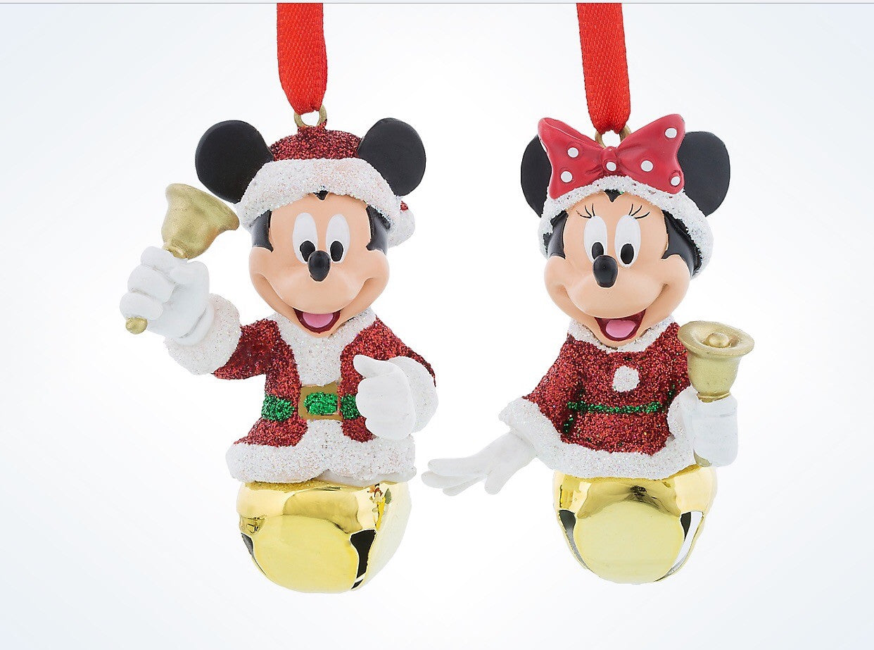 Disney Parks Mickey and Minnie Christmas Jingle Bells Ornament New With Tags