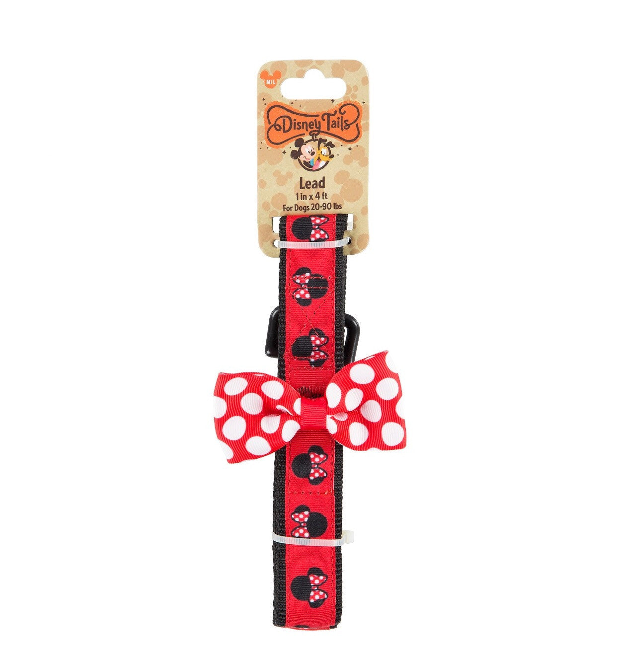 Disney Parks Tails Minnie Dot Bow Dog Leash M/L New with Tags
